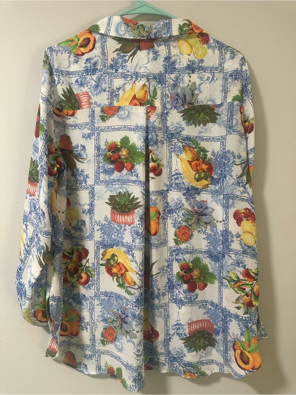 Rose & Olive Blue Toile Fruit Button-Up Shirt - Picture 3 of 6